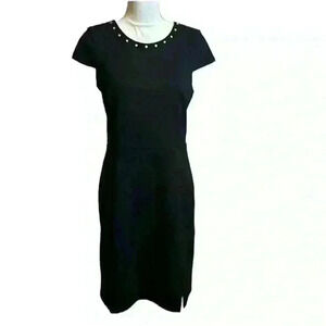 ⭐️Michael Kors NWT Gold Studded Scoop Neck Black Cap Sleeve Dress Size Medium⭐️